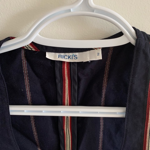 Stripe vest small 2 rickis brand new navy red cream shirt top - Picture 2 of 4